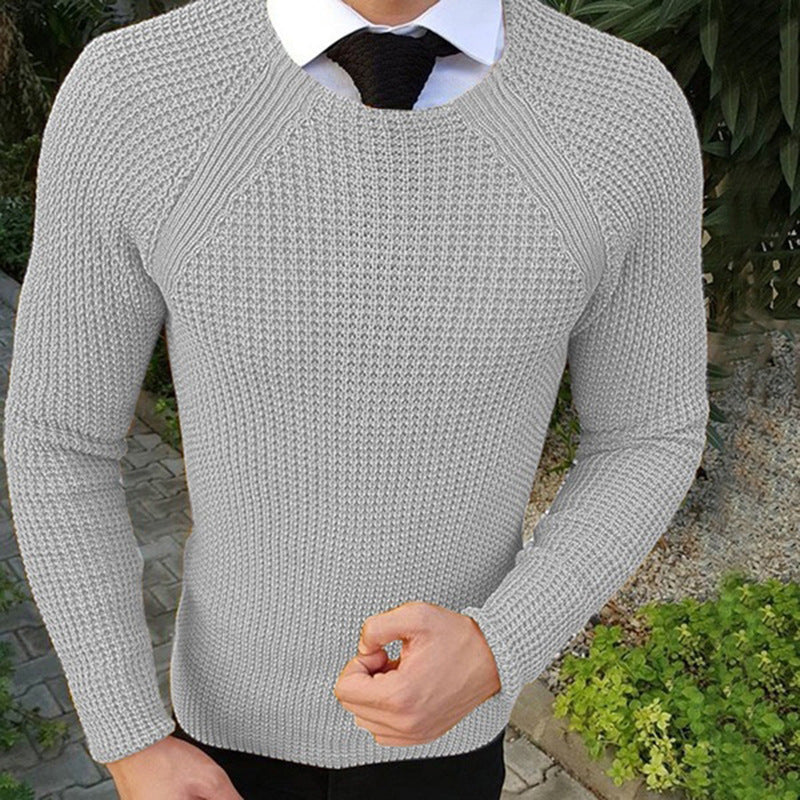 Herren Feinstrickpullover mit strukturiertem Wellenmuster und Rundhalsausschnitt ModeGeist