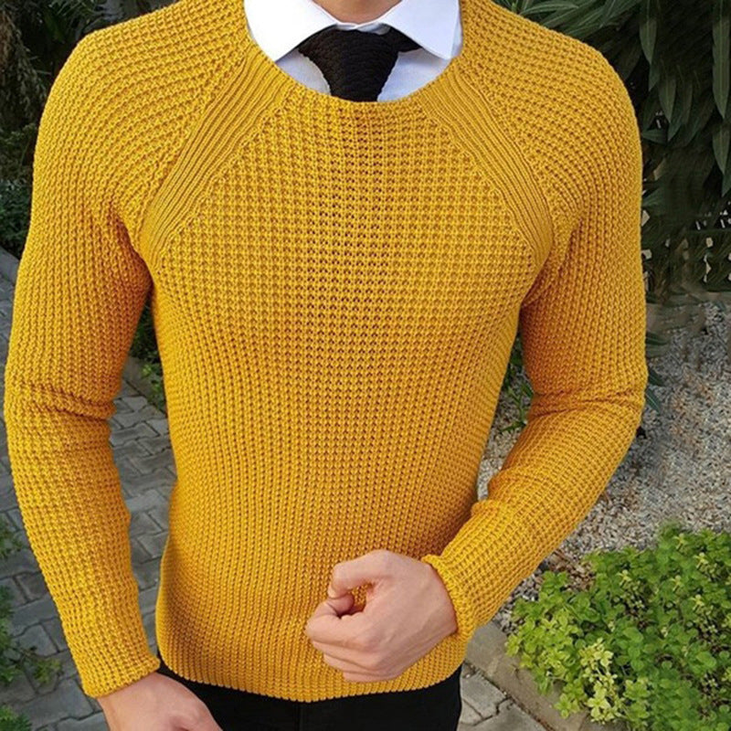 Herren Feinstrickpullover mit strukturiertem Wellenmuster und Rundhalsausschnitt ModeGeist