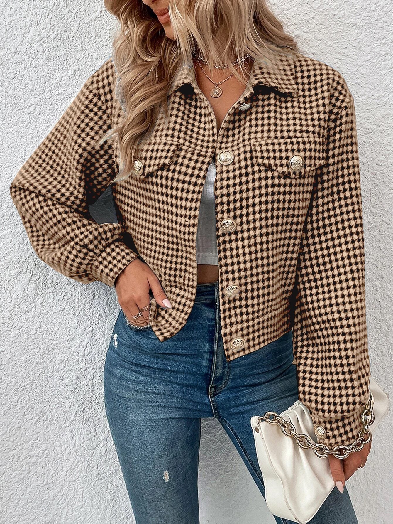 ModeGeist | Klassische Hahnentrit-jacke Elegant und Modern Perfekt für Den Alltag