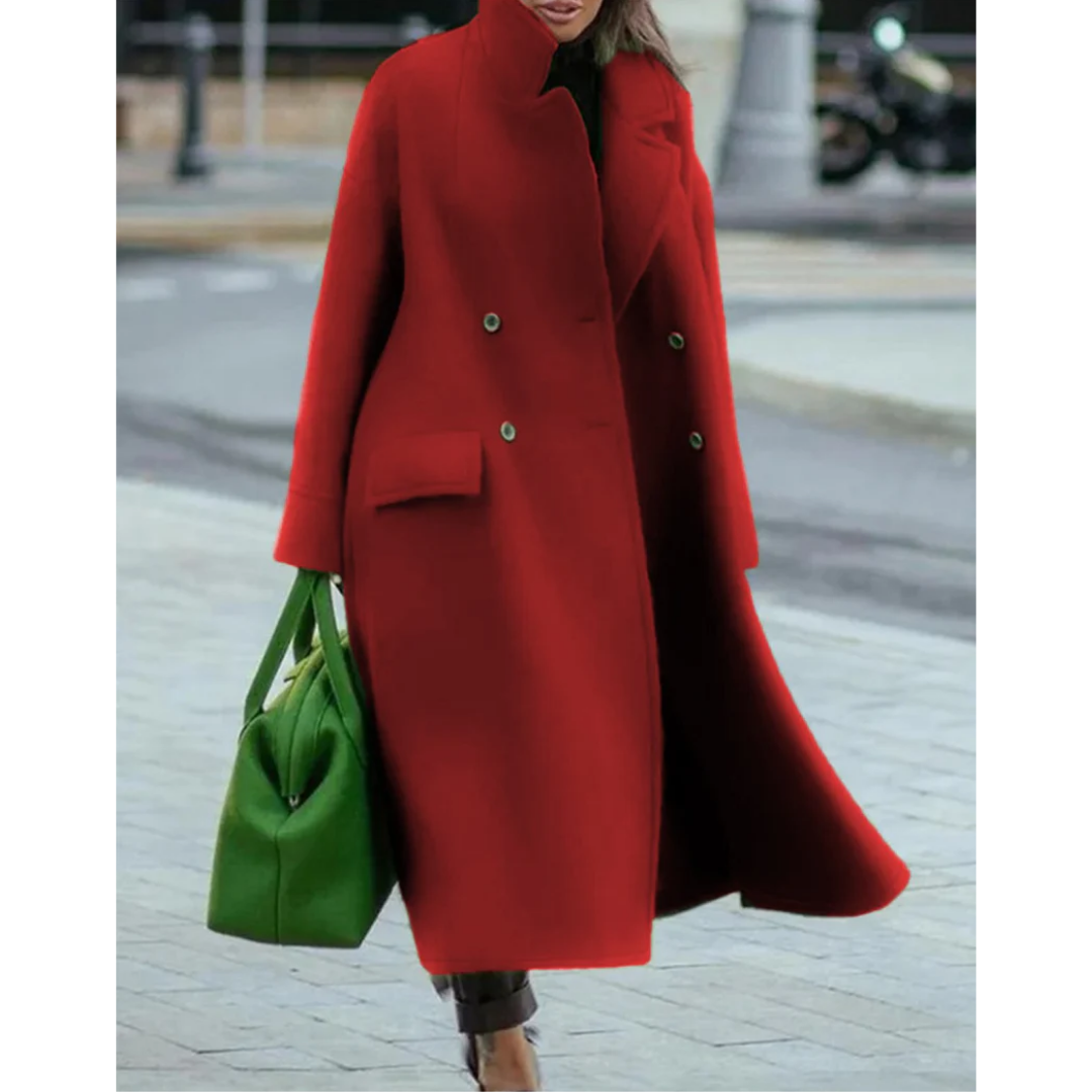 ModeGeist | Warmer Stylischer Zweireihermantel Für Damen Lang