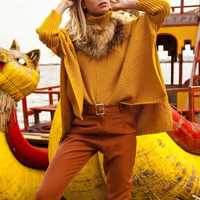 Damen Strickpullover mit hochgeschlossenem Kragen und strukturierter Maschenoptik ModeGeist