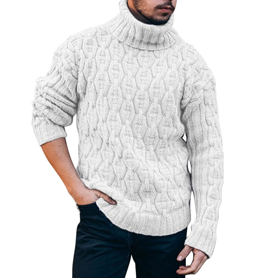 Herrenpullover mit klassischem, dickem Rollkragen