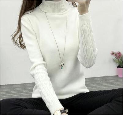Damen Feinstrickpullover mit hohem Kragen und Zopfmuster ModeGeist