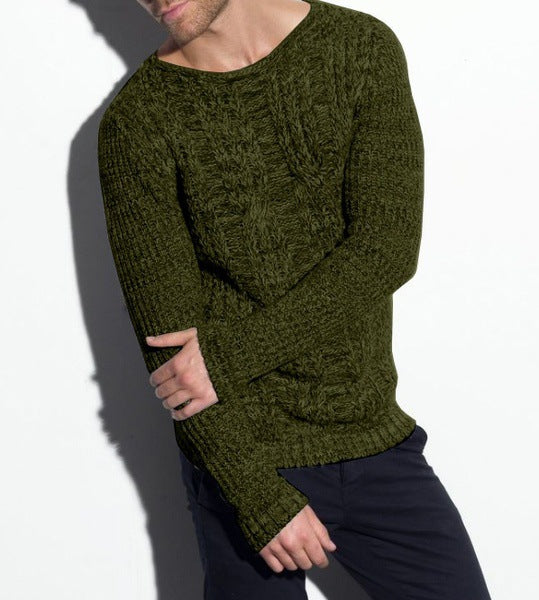 Herren Grobstrickpullover mit strukturiertem Zopfdesign und lässigem Rundhalsausschnitt ModeGeist