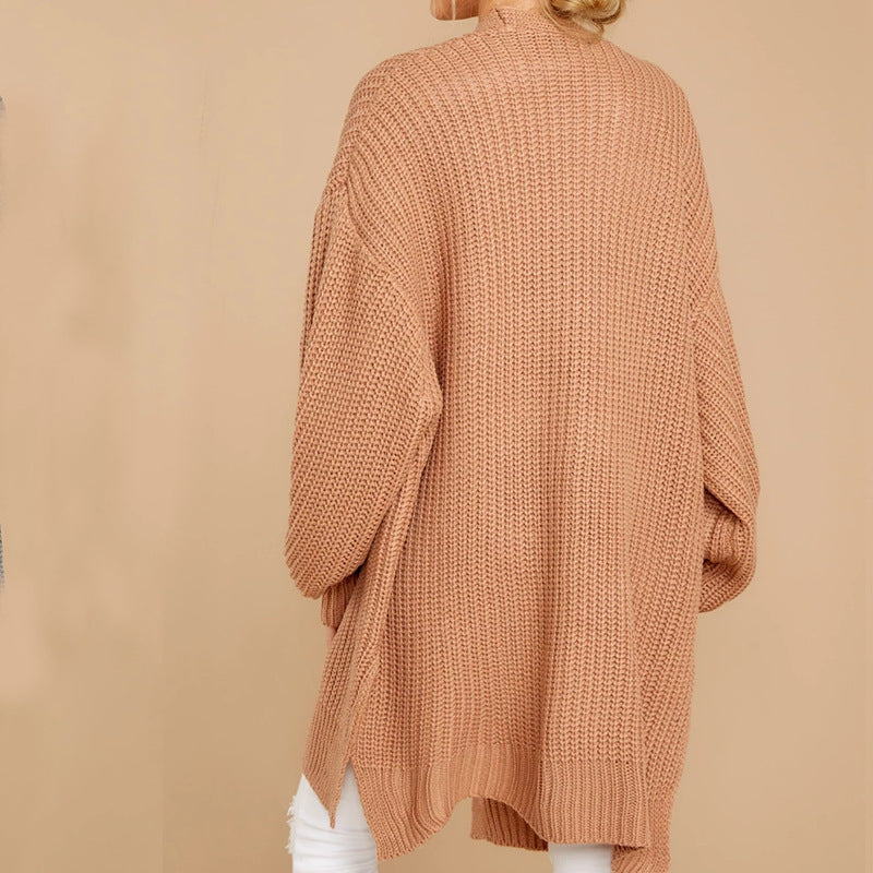 Damen Grobstrick Pullover mit weitem Schnitt und seitlichen Schlitzen ModeGeist