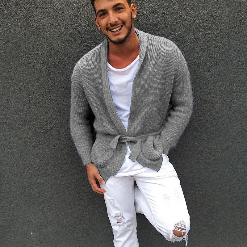 Herren Strickjacke mit modischem Gürtel und lässigem Schnitt ModeGeist