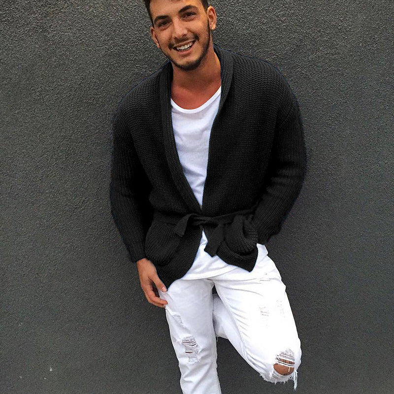 Herren Strickjacke mit modischem Gürtel und lässigem Schnitt ModeGeist