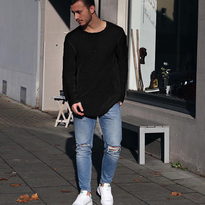 Herren langer Strickpullover mit strukturiertem Muster und lässigem Schnitt ModeGeist