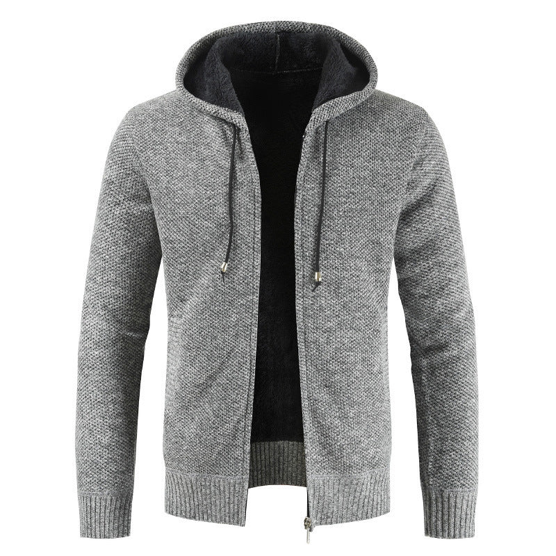 Herren moderne Strickjacke mit Kapuze und weichem Innenfutter ModeGeist