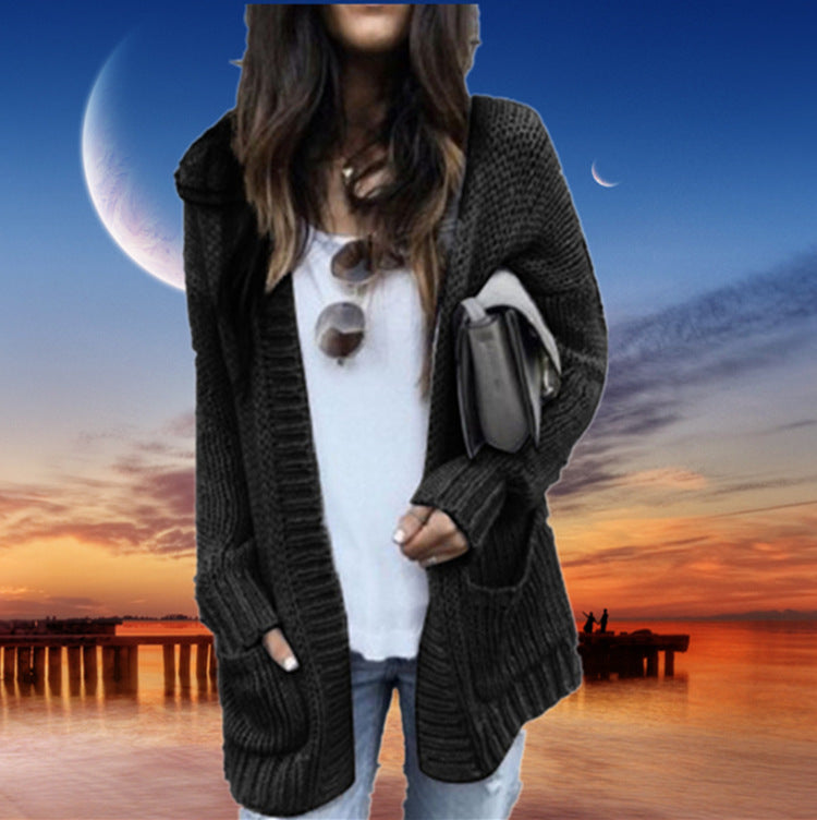 Damen Grobstrickjacke mit lässigen Taschen und offener Front ModeGeist