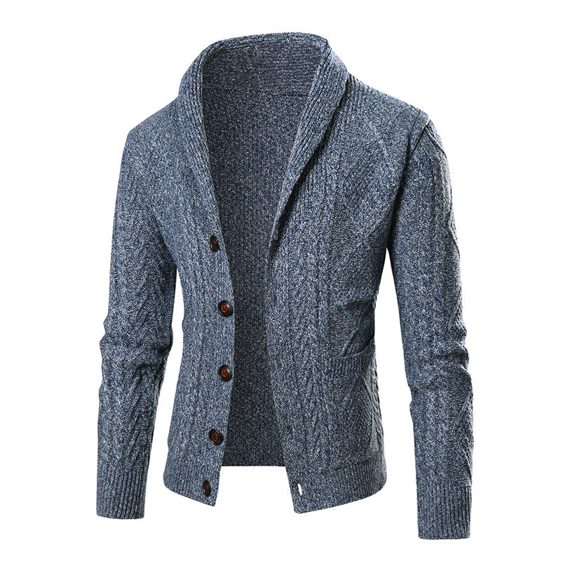 Herren Strickjacke mit modernem Zopfmuster und schickem Schalkragen ModeGeist