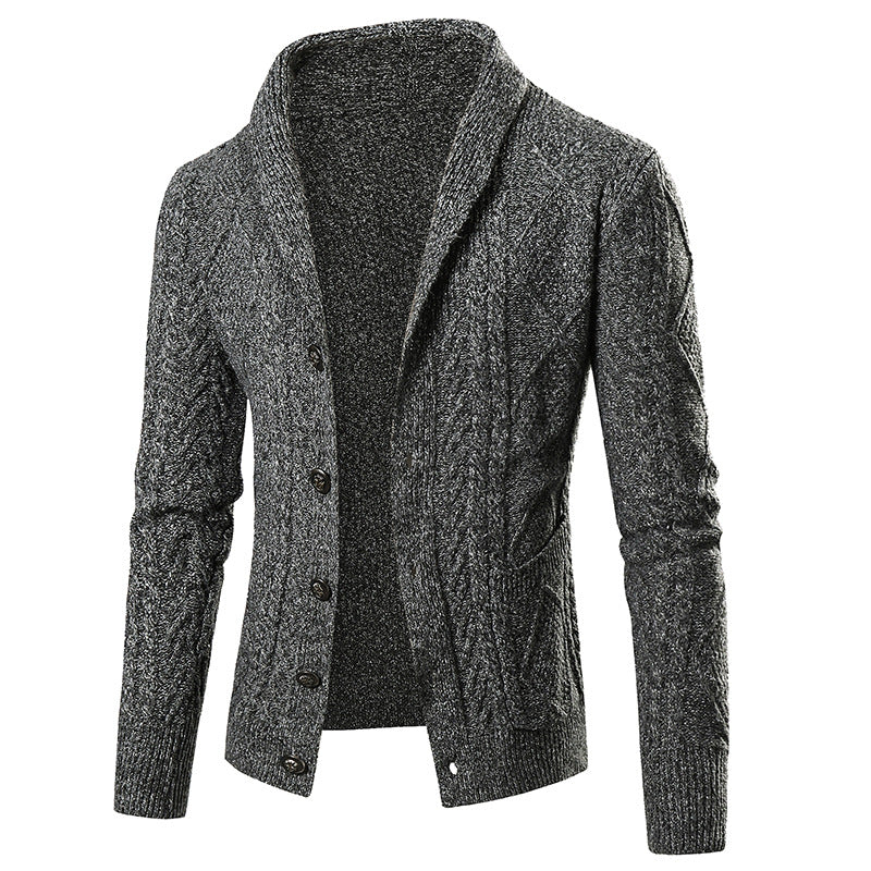 Herren Strickjacke mit modernem Zopfmuster und schickem Schalkragen ModeGeist