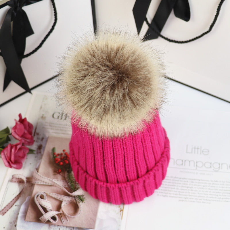 MODEGEIST Damen Strick-Beanie Bommel Klassisch Warm Winter