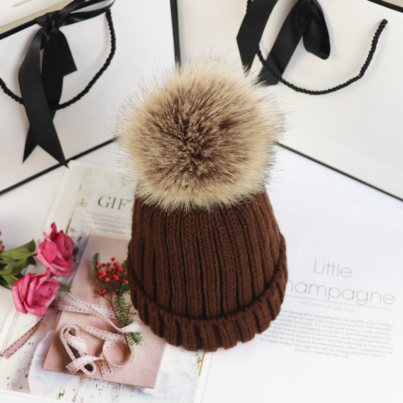 MODEGEIST Damen Strick-Beanie Bommel Klassisch Warm Winter