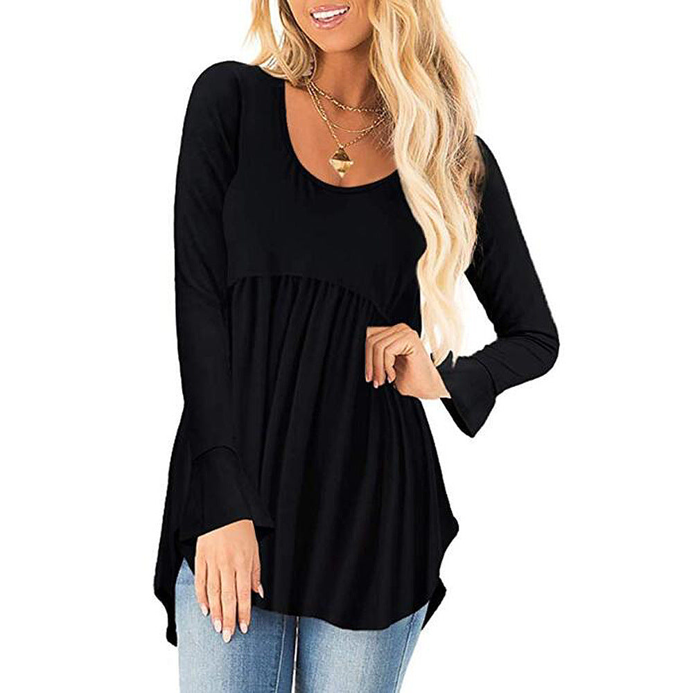 Damen weites Langarmshirt mit asymmetrischem Saum und lässigem Schnitt ModeGeist