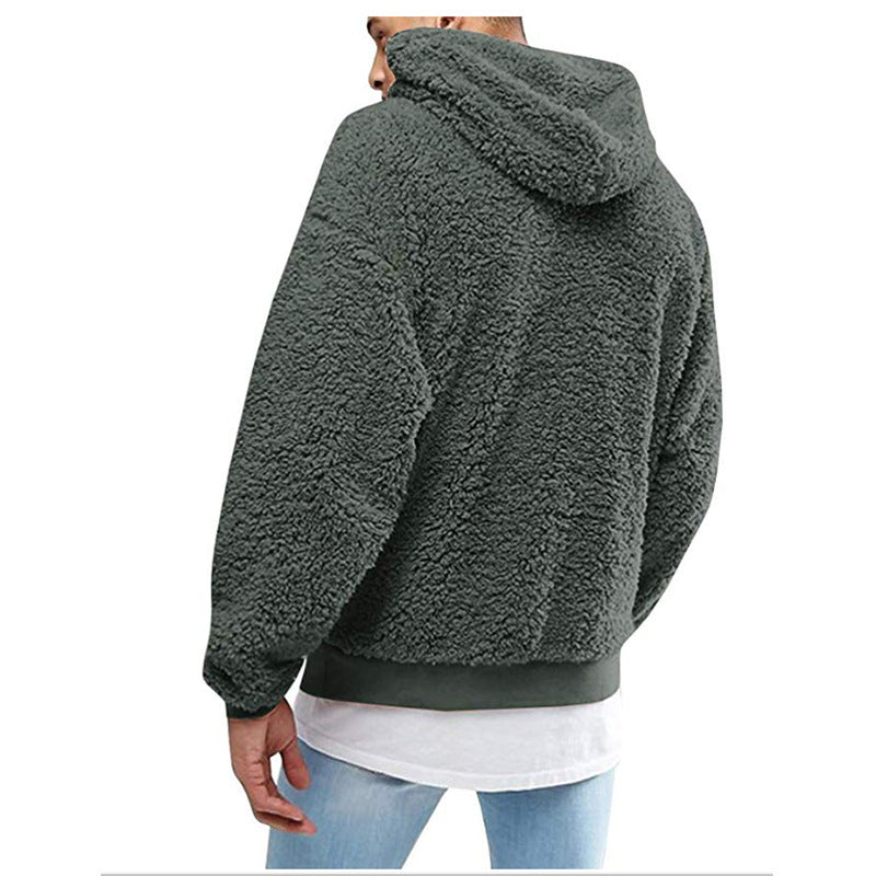 Herren Kuscheliger Teddy-Pullover mit Kapuze und elastischem Bund ModeGeist