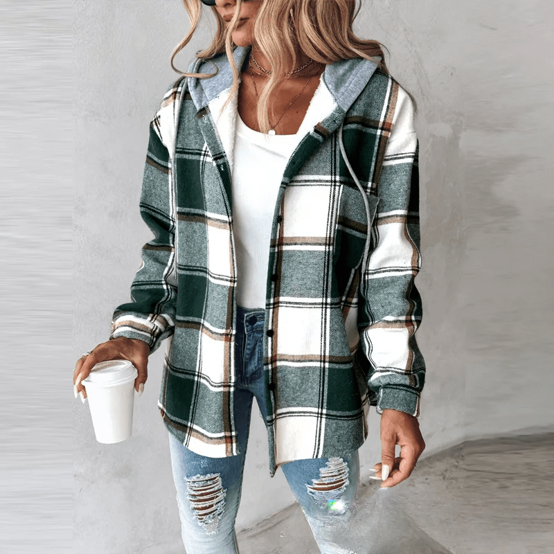 ModeGeist | Gestreifte Kapuzenstrickjacke