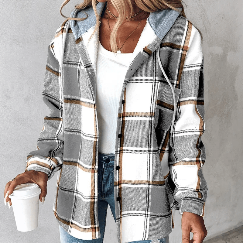 ModeGeist | Gestreifte Kapuzenstrickjacke
