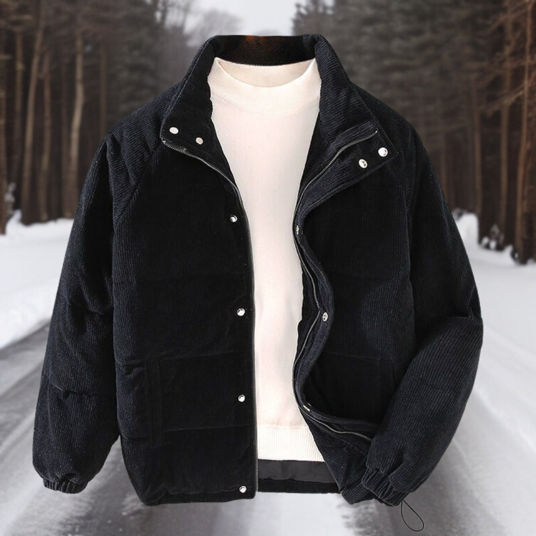 Männer-Winterjacke mit Reißverschluss und Kapuze