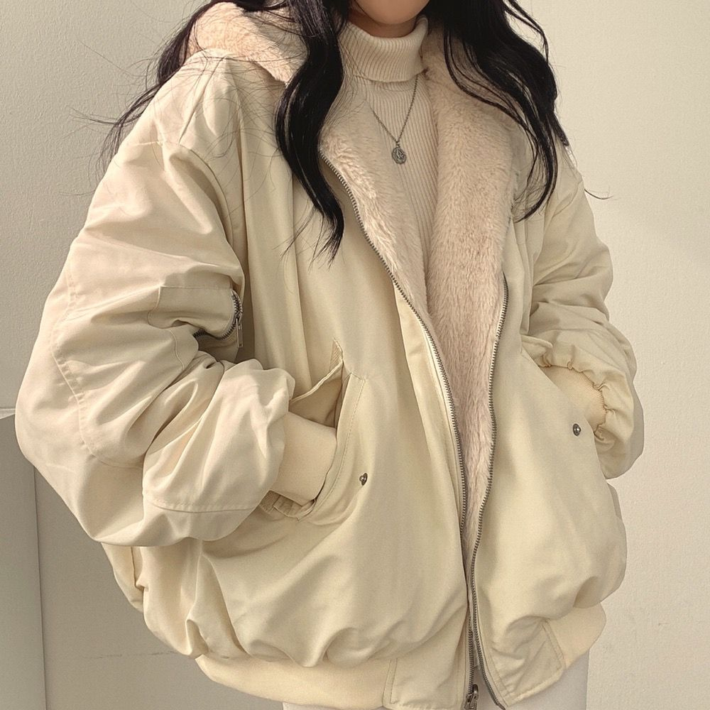 ModeGeist | Übergroße Zip up Jacke Lässige Passform Weiche Fütterung