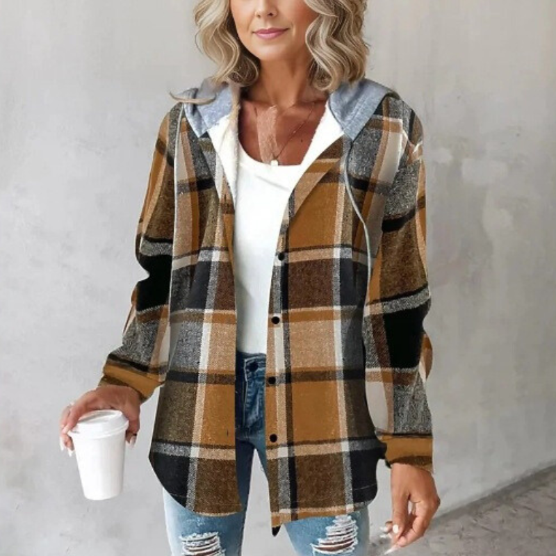 ModeGeist | Gestreifte Kapuzenstrickjacke