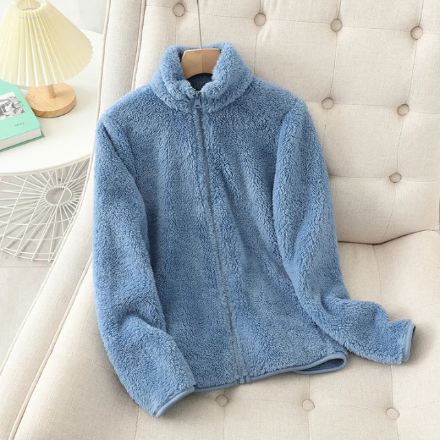ModeGeist | Weiche Sherpa Zip Up Hohe Kragenjacke, Fleeceweste