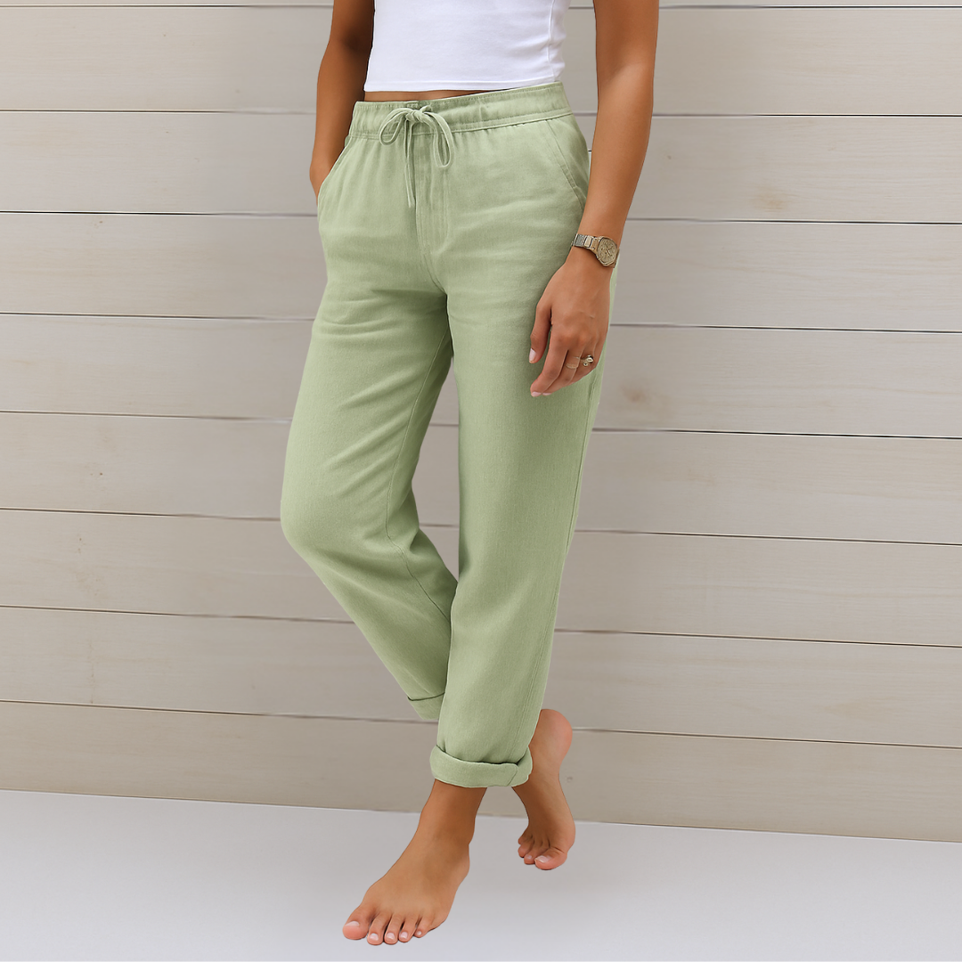MODEGEIST Damen Hose Atmungsaktiv Elastikbund Relaxed-Fit