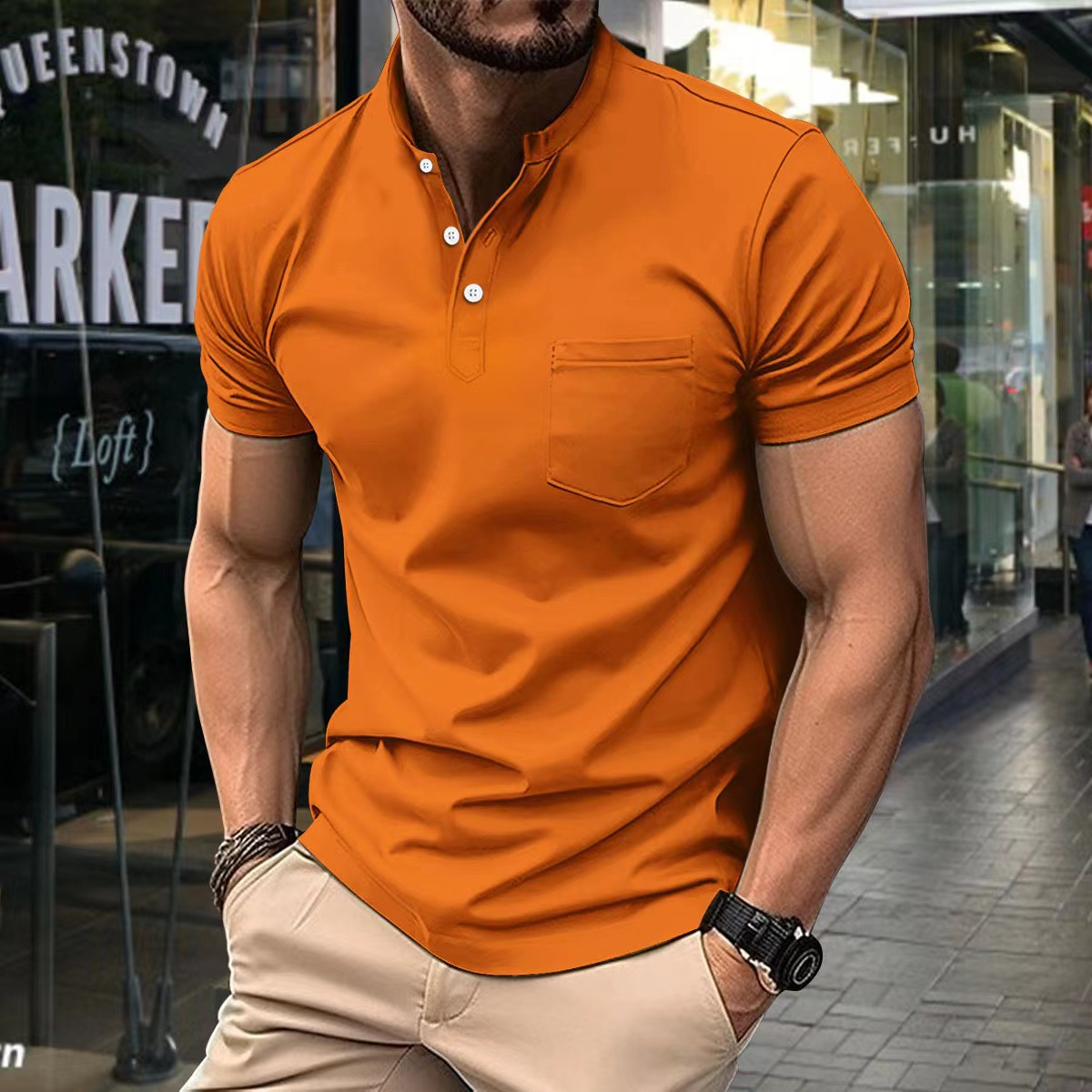 Edles Herren-Polohemd mit Stehkragen
