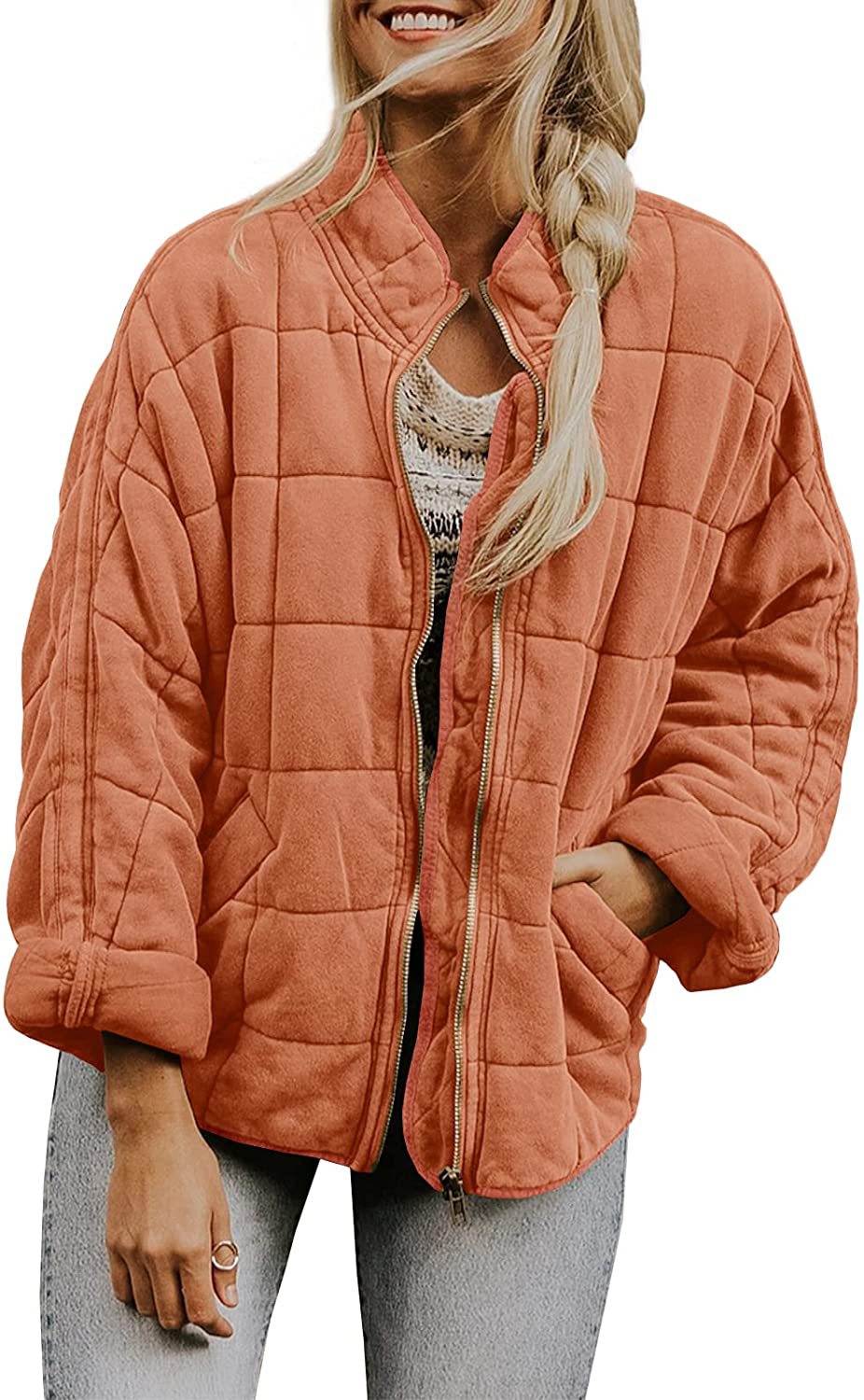 ModeGeist | Warm Plaid-Jacke mit Taschen für Frauen