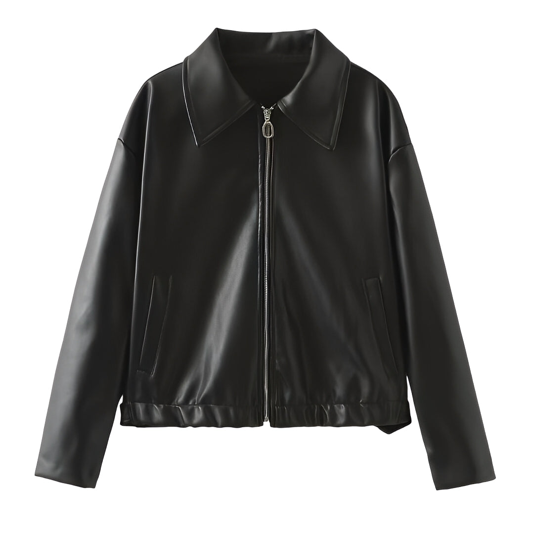 ModeGeist | Modische Lederjacke mit Reißverschluss für Frauen