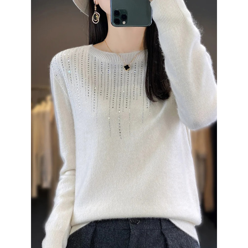 ModeGeist | Sweatshirt - Weicher Strickpullover mit funkelnden Details