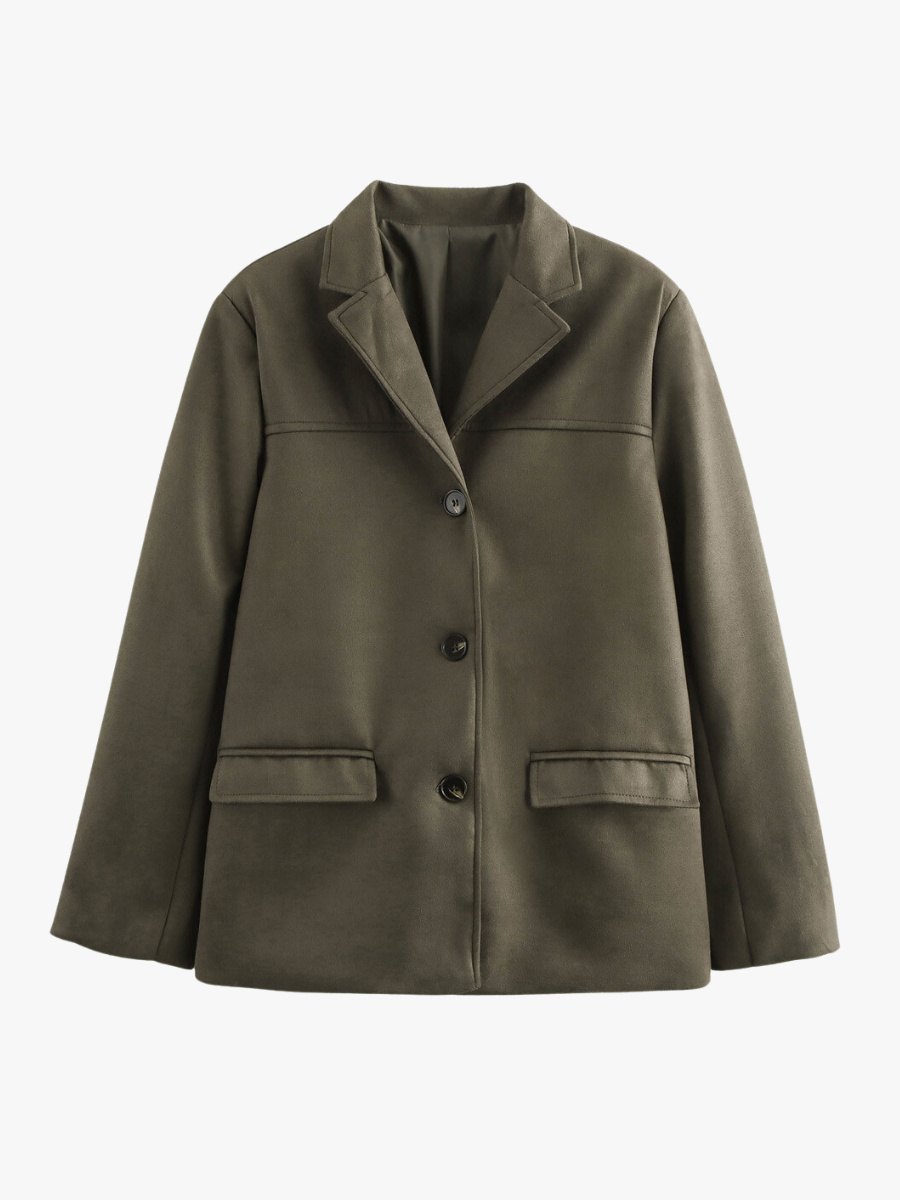 ModeGeist | Klassischer Blazer Aus Wildleder Imitat Braun