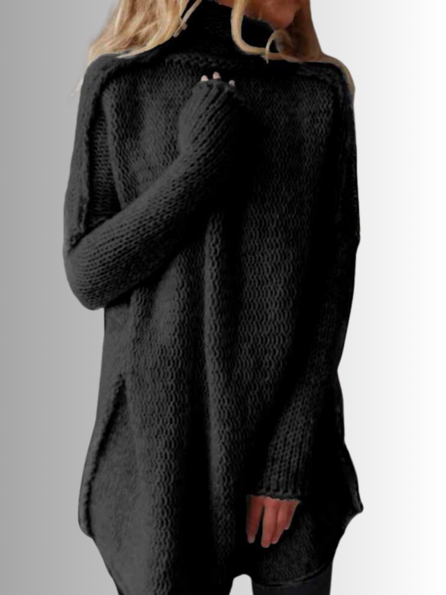 ModeGeist | Stilischer langer Pullover mit hohem Kragen