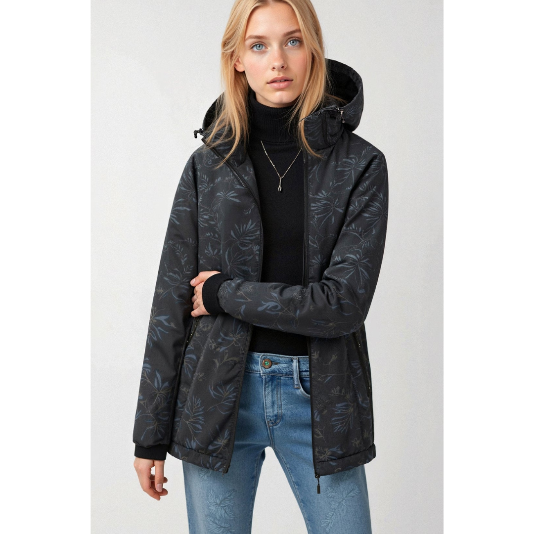ModeGeist | Damen Windjacke mit Kapuze und Durchgehendem Reißverschluss