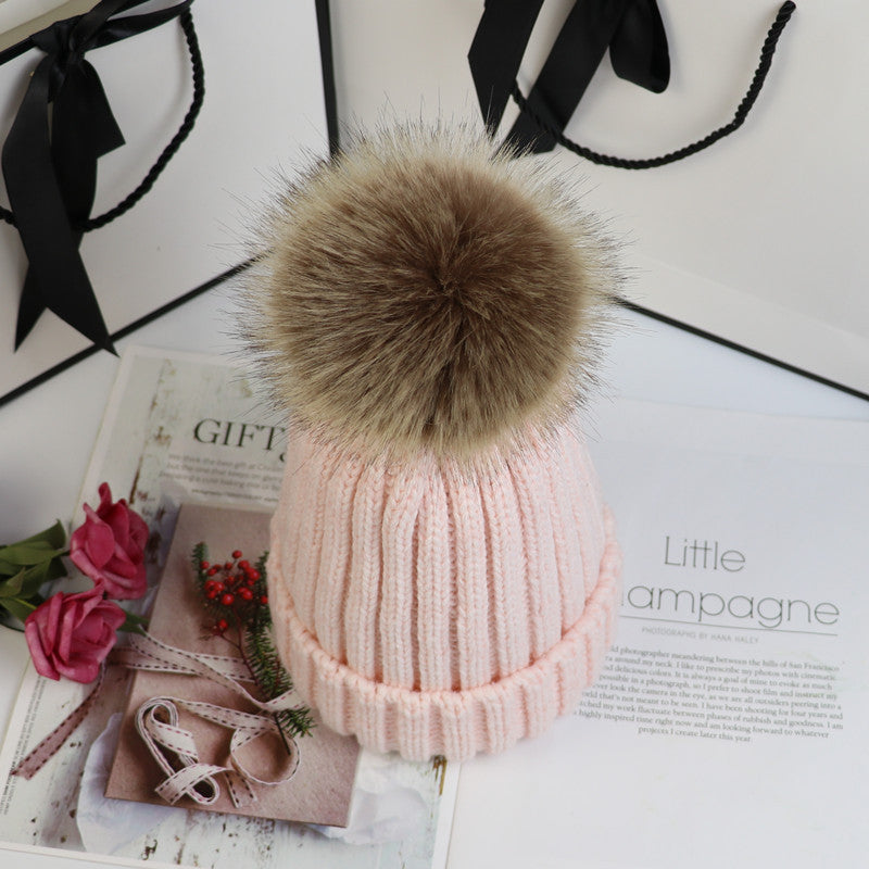 MODEGEIST Damen Strick-Beanie Bommel Klassisch Warm Winter