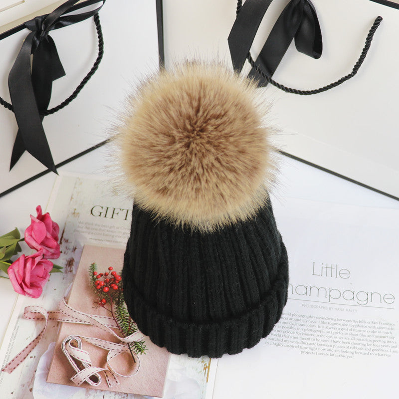 MODEGEIST Damen Strick-Beanie Bommel Klassisch Warm Winter