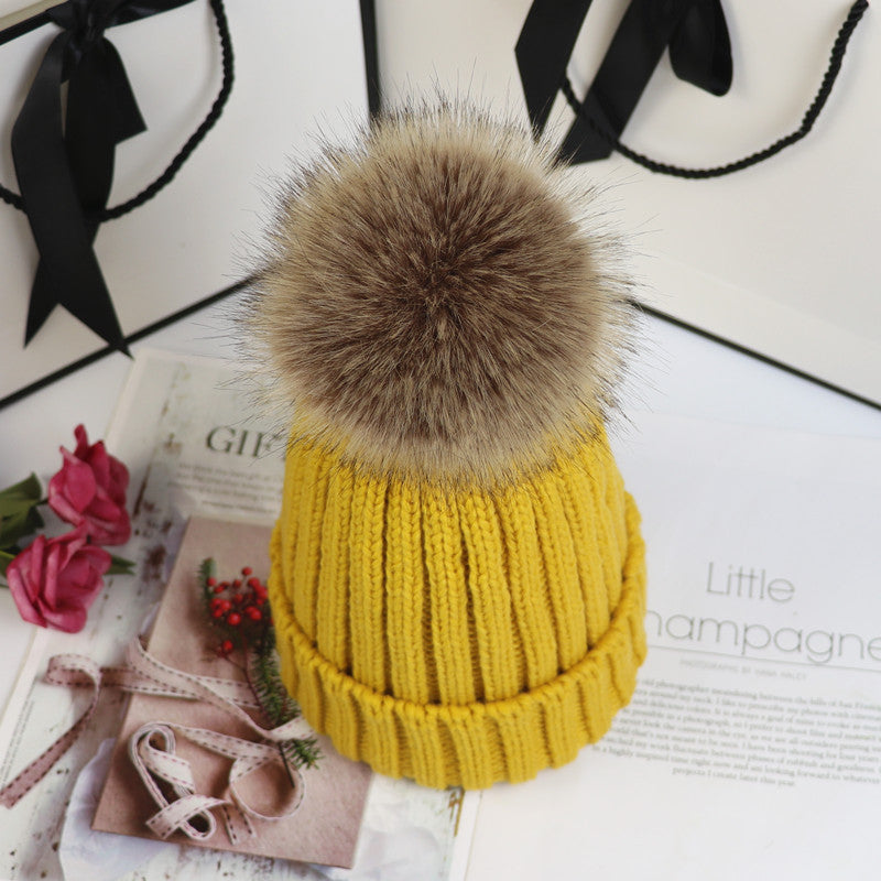 MODEGEIST Damen Strick-Beanie Bommel Klassisch Warm Winter