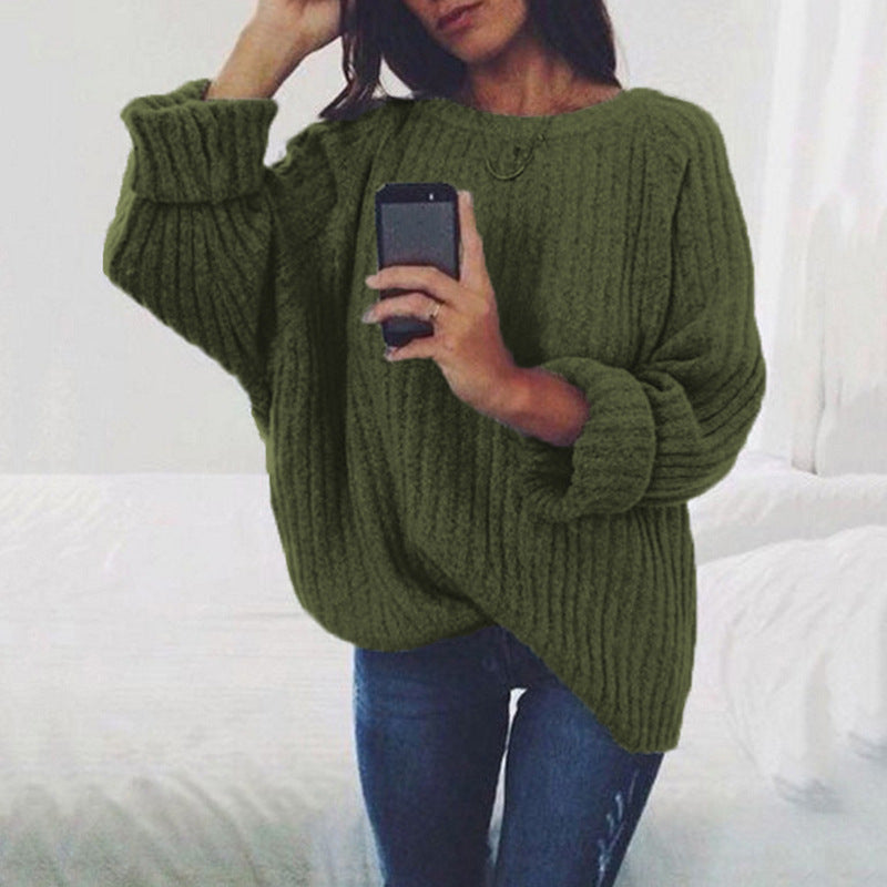 Damen Grobstrickpullover mit übergroßer Passform und strukturiertem Design ModeGeist