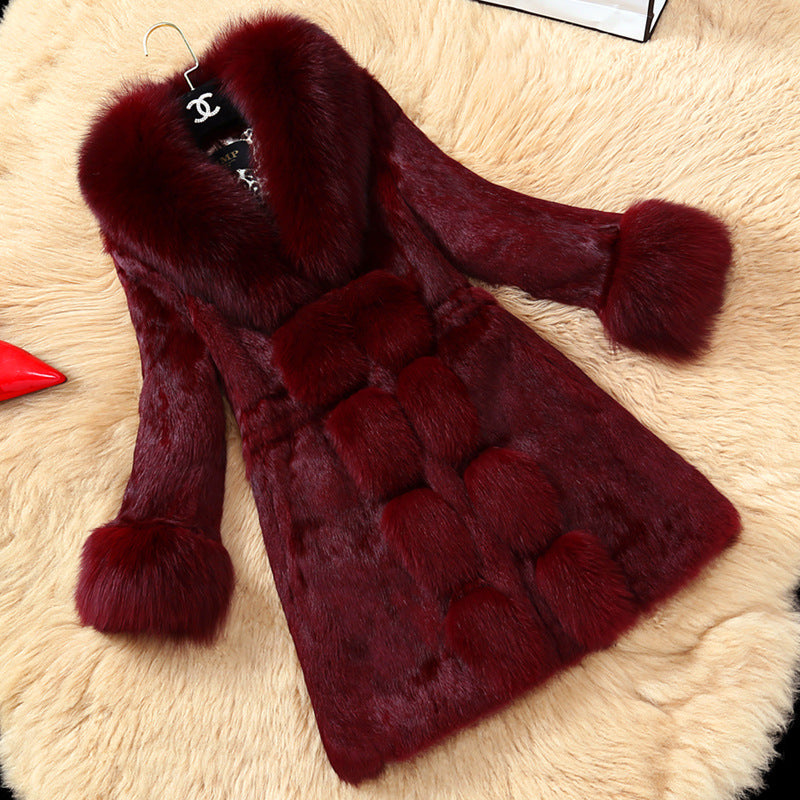 Damen eleganter Kunstfellmantel mit luxuriösem Kragen ModeGeist
