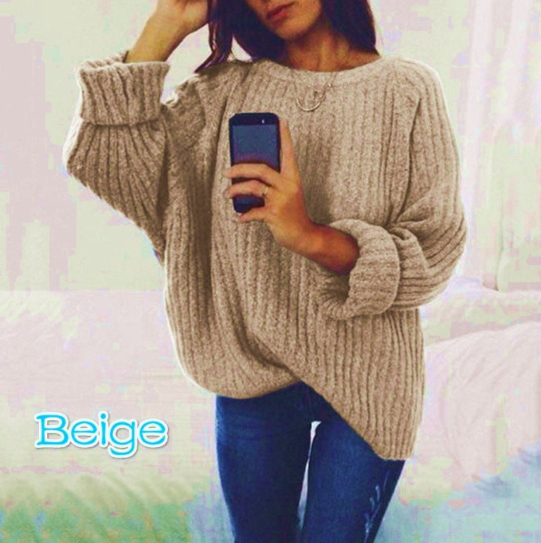 Damen Grobstrickpullover mit übergroßer Passform und strukturiertem Design ModeGeist