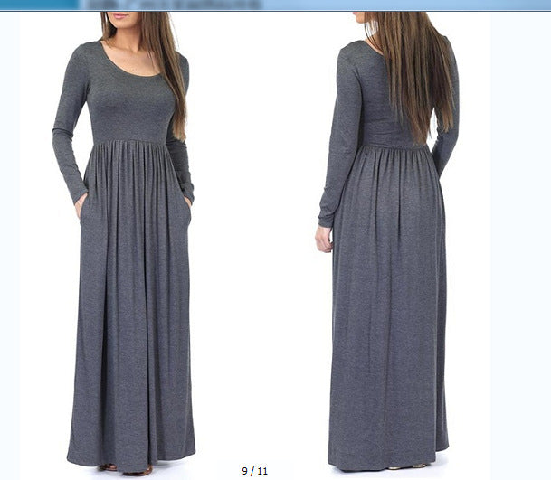 Damen Alltagstaugliches Maxikleid mit praktischen Taschen und fließendem Schnitt ModeGeist