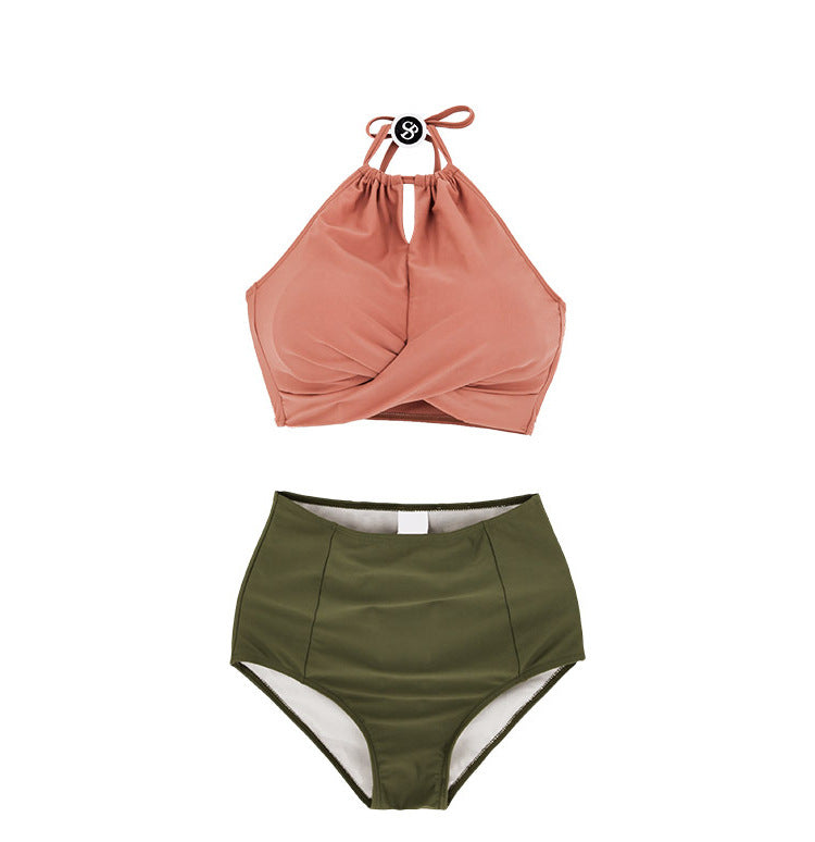 Moderner Damen-Bikini mit hohem Schnitt, Twist-Top und verstellbaren Trägern von MODEGEIST