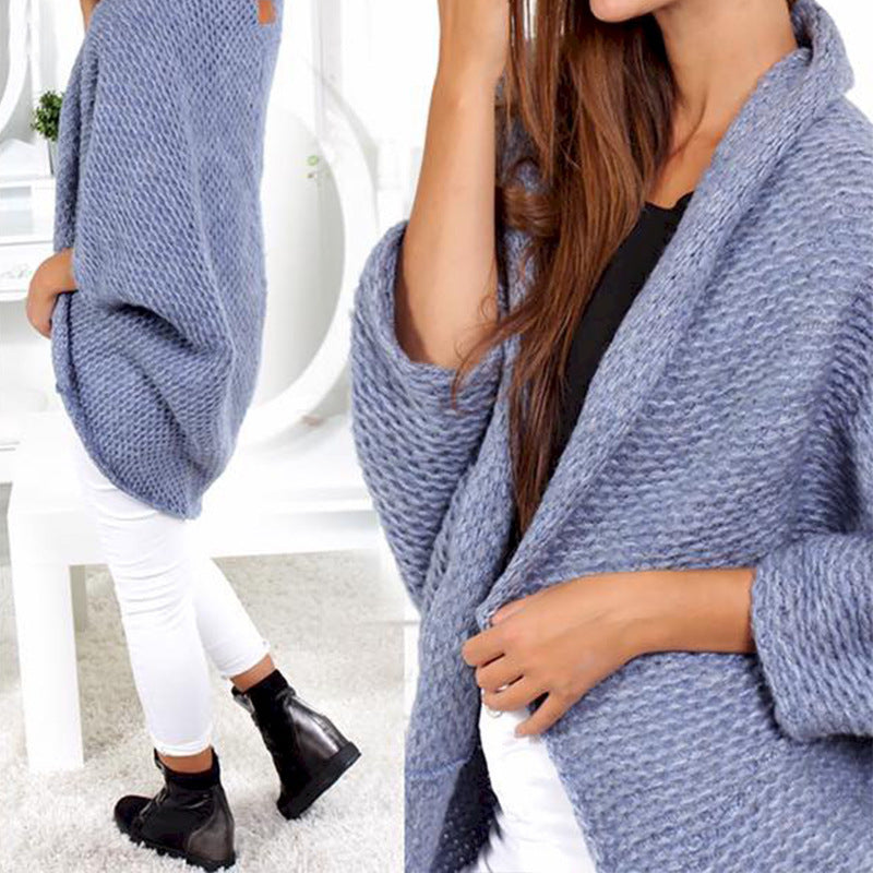 Damen lässige Strickponcho mit weitem Schnitt und eleganten Details ModeGeist