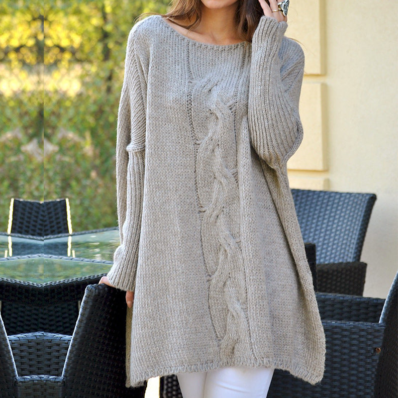 Damen Grobstrick Pullover mit klassischem Zopfdesign und weitem Schnitt ModeGeist