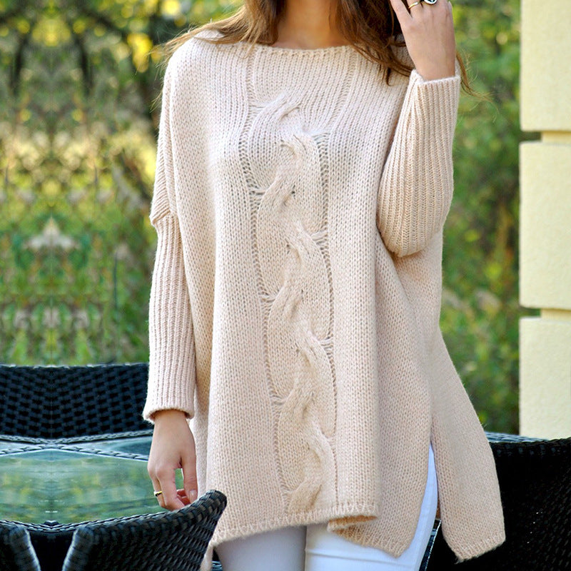 Damen Grobstrick Pullover mit klassischem Zopfdesign und weitem Schnitt ModeGeist