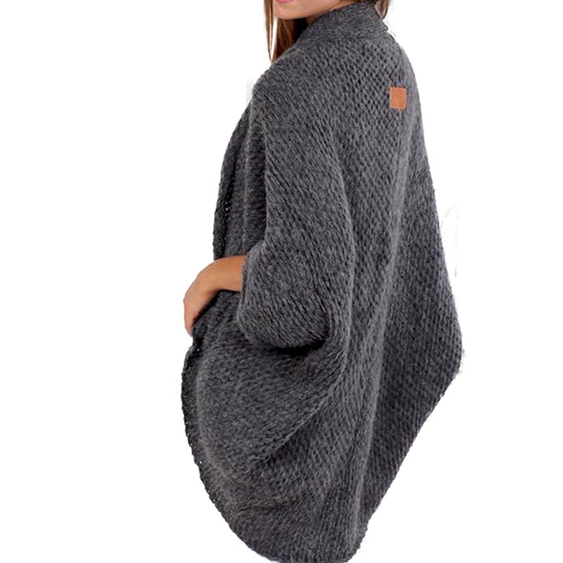 Damen lässige Strickponcho mit weitem Schnitt und eleganten Details ModeGeist