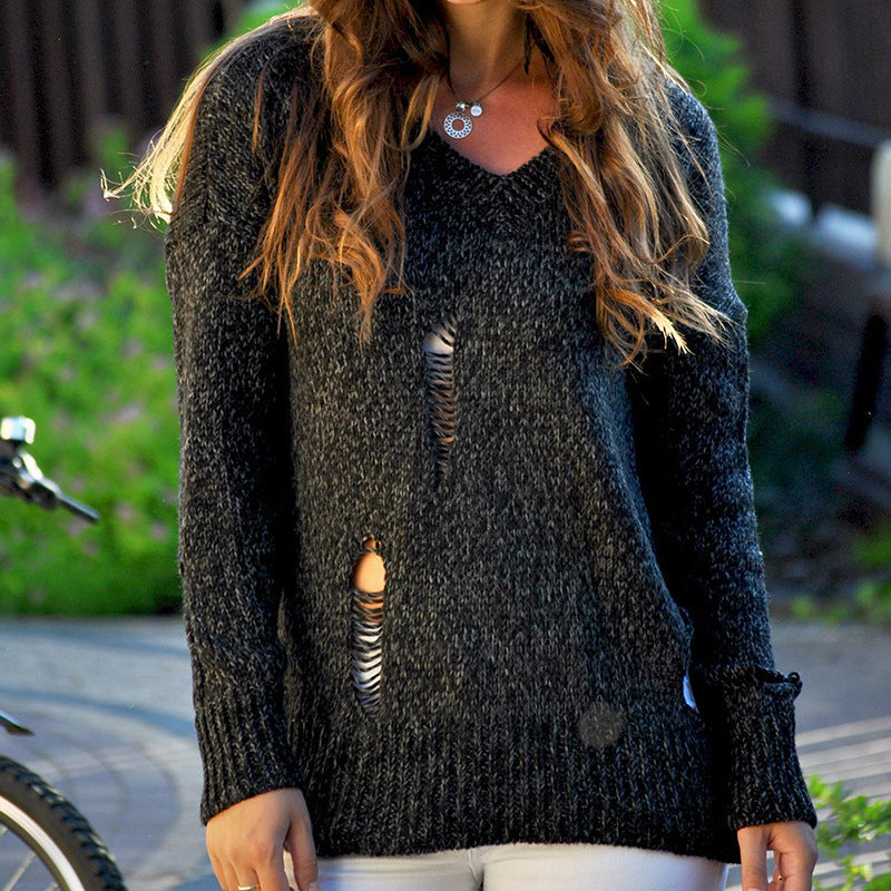 Damen Grobstrickpullover mit innovativem Schnitt und lässigen Details ModeGeist