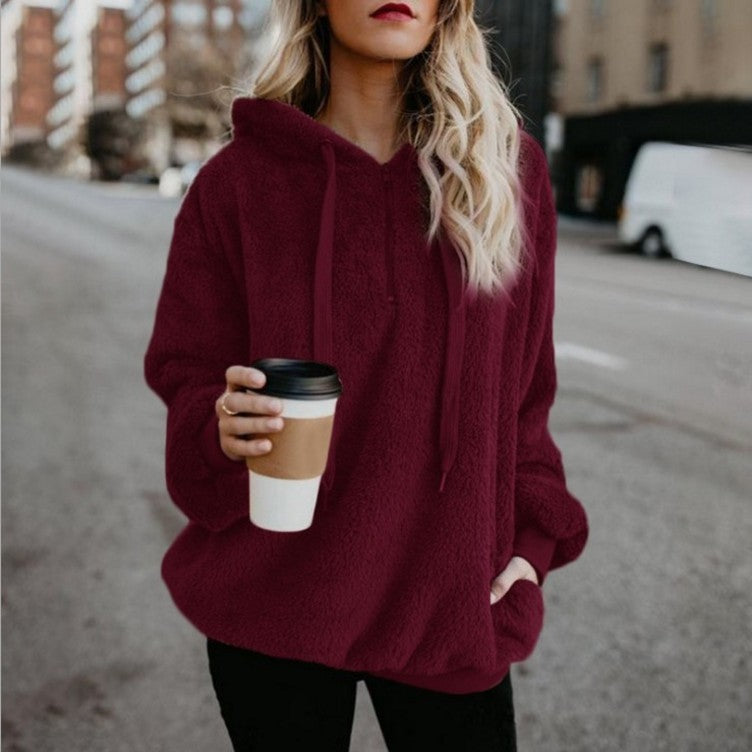 Damen Fleece-Sweatshirt mit Kapuze von Fudus
