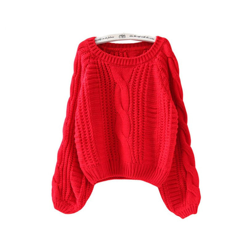 Damen Grobstrickpullover mit voluminösen Ärmeln und Zopfmuster ModeGeist