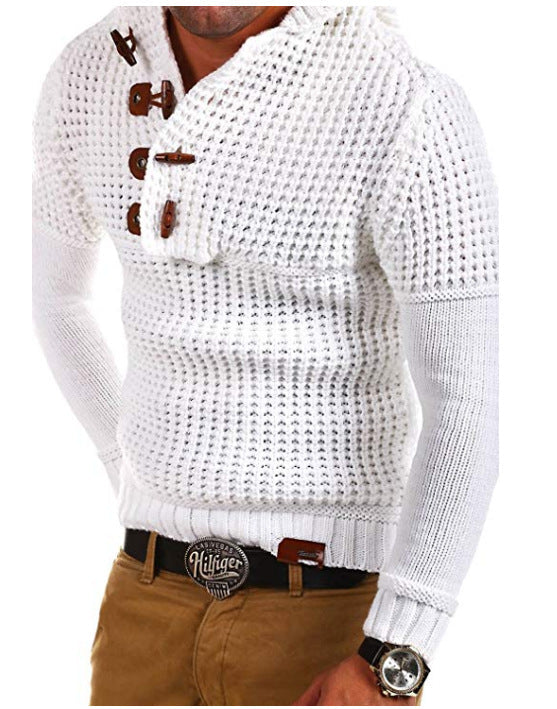 Herren Strickpullover mit kapuze und Holzknöpfen ModeGeist